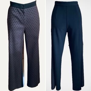 JOSEPH RIBKOFF Black/Brown Geometric Flare Trousers Size 10